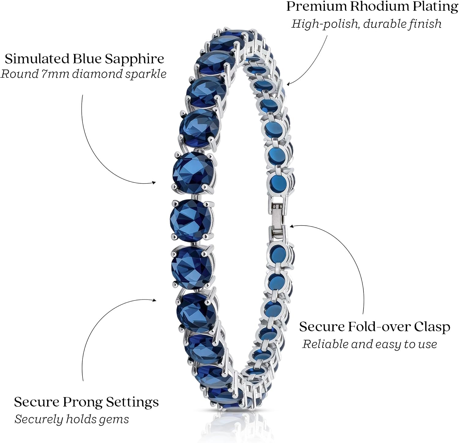 KEZEF Cubic Zirconia Tennis Bracelet for Women, 6.5 to 8 Inch